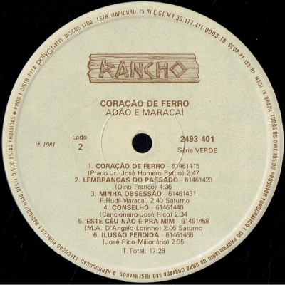adão e maracaí Coração De Ferro selo B