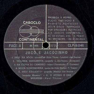 Jacó E Jacozinho (1962) (Volume 1) (CONTINENTAL CLP 9025)