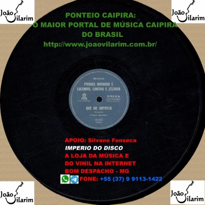 Luizinho, Limeira E Zezinha - 78 RPM 1960 (ODEON 14657)