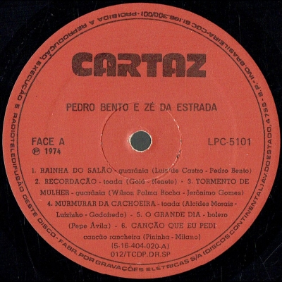 Pedro Bento E Zé Da Estrada (1972) (CARTAZ LPC 5101)