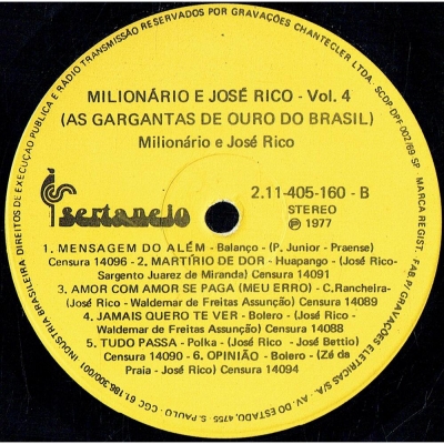 Jogo do Amor - Milionário e José Rico - VAGALUME