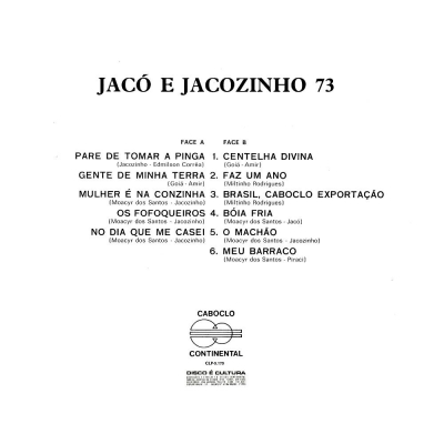 Jacó E Jacozinho (1972) (CABOCLO-CONTINENTAL CLP 9159)